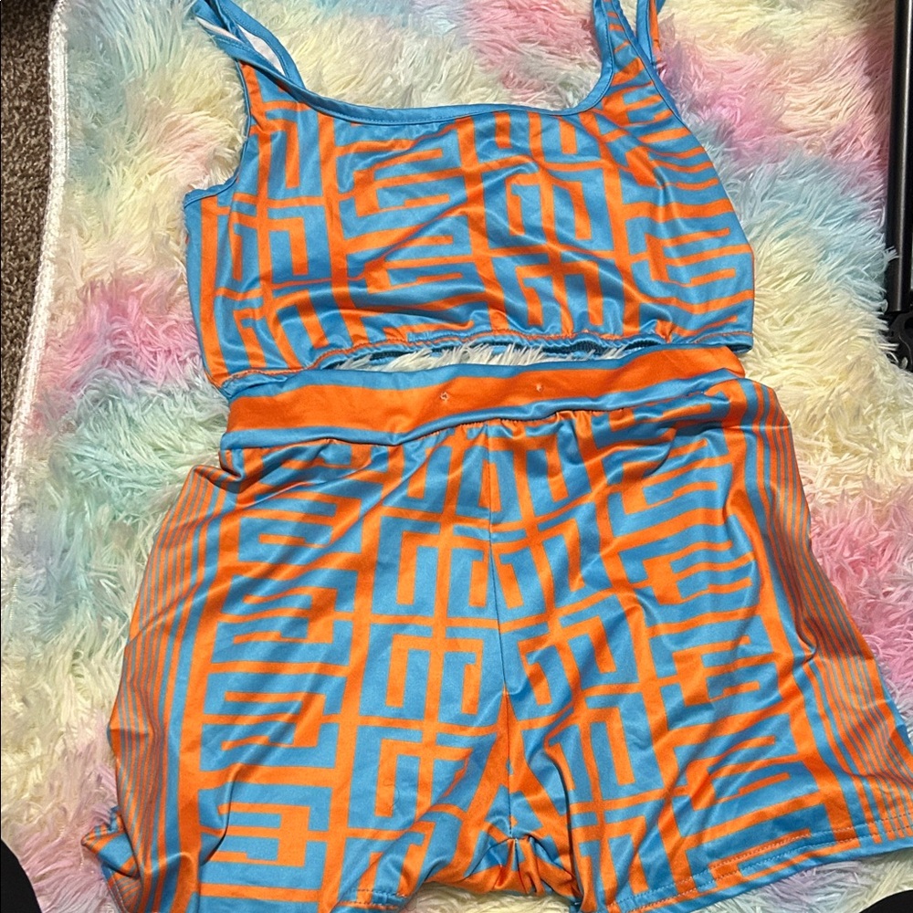 Blue and Orange Patterned 2 Piece